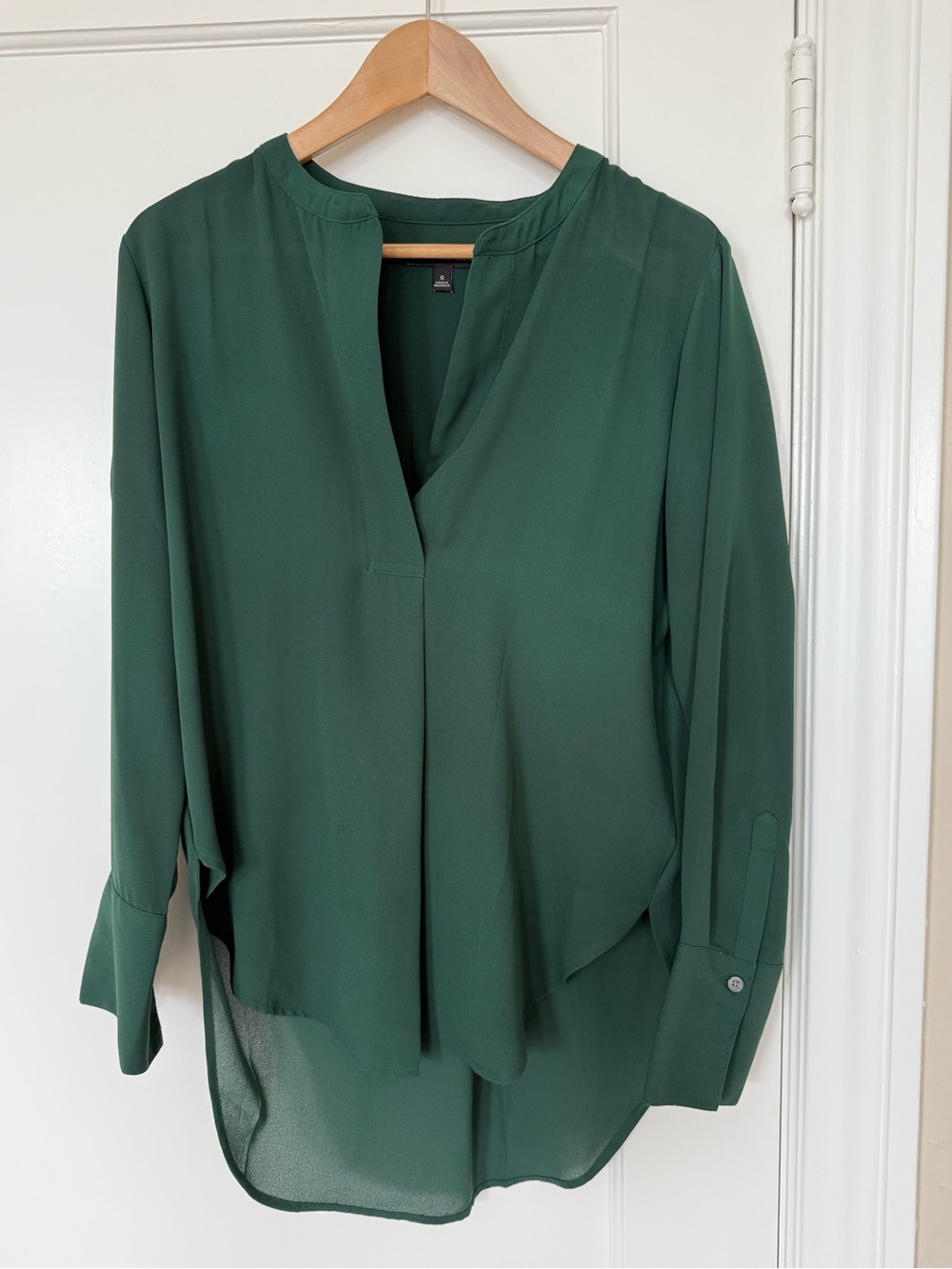 Banana Republic Deep Green Split-Neck Blouse